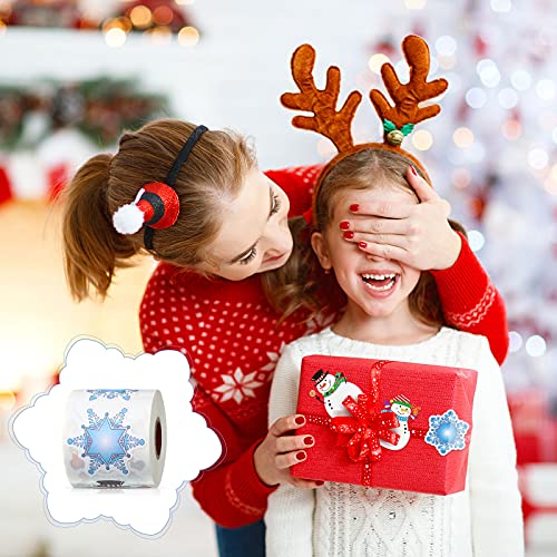 300 Pcs Christmas Snowman Snowflake Roll Stickers for Gift Wrapping E6930