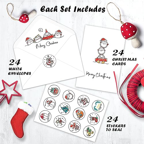 Christmas Cards - Pack of 24, 6 Assorted Designs with Envelopes, 4" x 6" Q573015