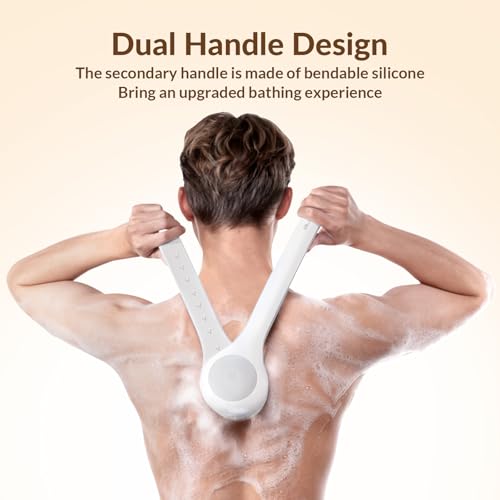 Electric Body Brush Back Scrubber for Shower, Waterproof Dual Handle with 3 Heads X695155