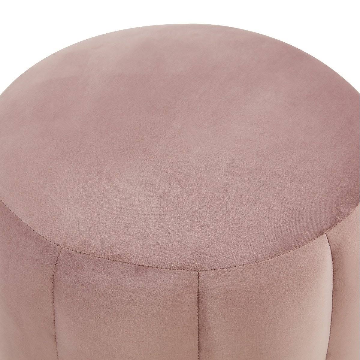 LeisureMod Franklin Round Velvet Ottoman Footrest with Gold Base M946