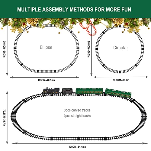 Electric Train Set for Kids with Steam Locomotive, Light & Sounds S601002