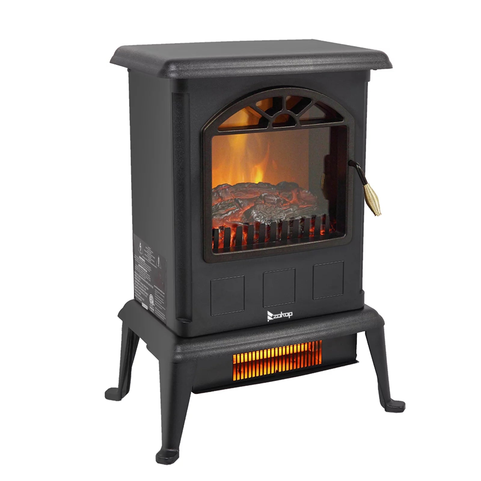 1500W Electric Stove Heater with 3D Flame Effect, Freestanding Indoor Fireplace D3021