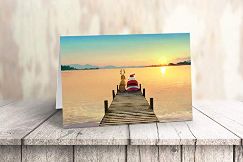 Stonehouse Collection Dock Sunset Christmas Card 18 Boxed Holiday Cards and Envelopes USA Made J542