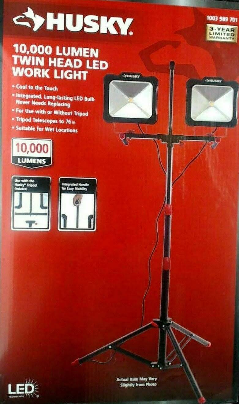 Husky K40189 10,000-Lumen Twin-Head LED Work Light D813519