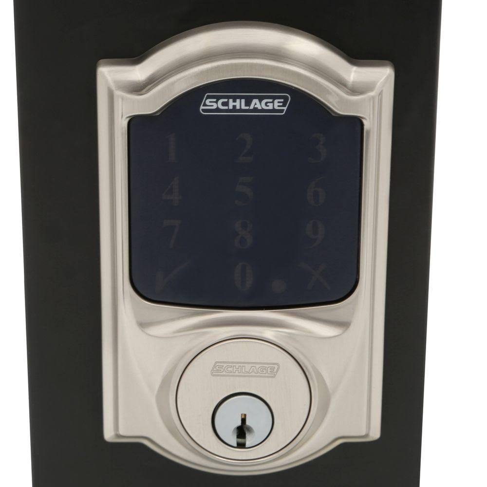 Schlage Connect Camelot Satin Nickel Touchscreen Deadbolt with Alarm G9978