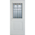 Stanley Doors 36 in. x 80 in. Architectural 1/2 Lite 1-Panel Painted White Right-Hand Inswing Steel Prehung Front DOOR, Prefinis