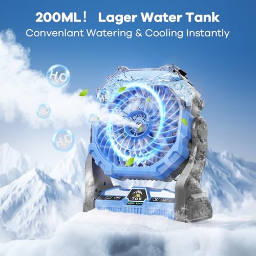 Portable Misting Fan with RGB Lantern, 30000 mAh Rechargeable Camping Fan I36923