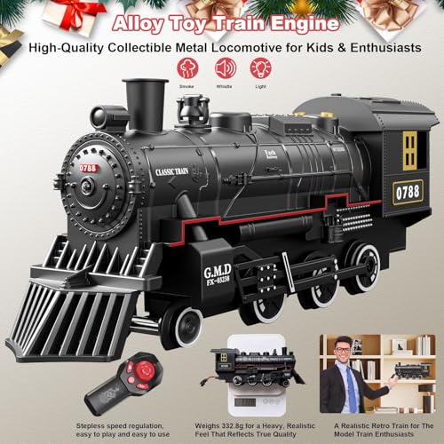 Electric Train Set for Kids with Steam Locomotive, Light & Sounds S601002