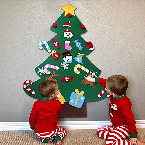 YEAHBEER Felt Christmas Tree for Toddlers with 30 Ornaments J4656