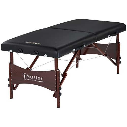 Master Massage Newport Portable Massage Table with 2.5" Cushion, Walnut Hardwood, Black, 30" R296868