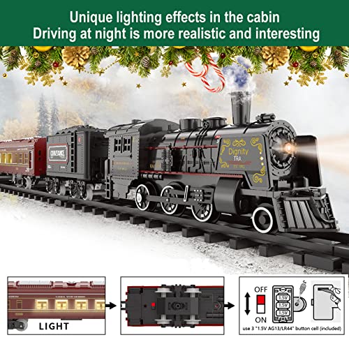 Electric Train Set for Kids with Steam Locomotive, Light & Sounds S601002