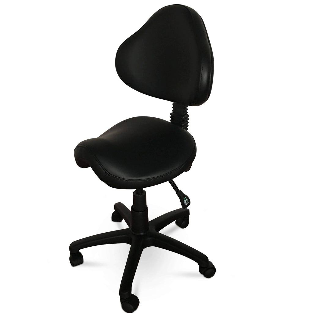 ES Ergonomic Rolling Saddle Stool with Adjustable Height and Backrest X176348