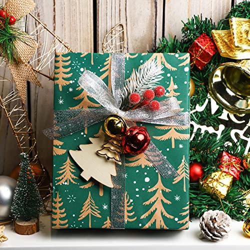 RUSPEPA Christmas Wrapping Paper Jumbo Roll Kraft Paper, Christmas Tree Design, 30 in x 100 ft U53088