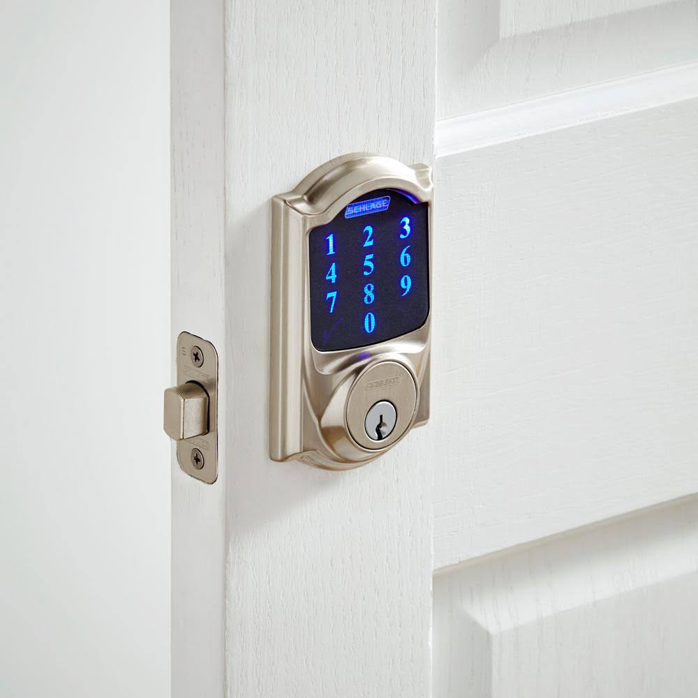 Schlage Connect Camelot Satin Nickel Touchscreen Deadbolt with Alarm G9978