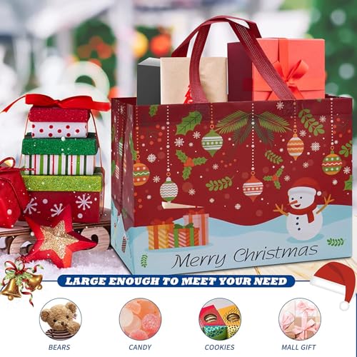 24 Pack Christmas Gift Bags Assorted Sizes with Handle, Non-Woven Reusable Tote I711017