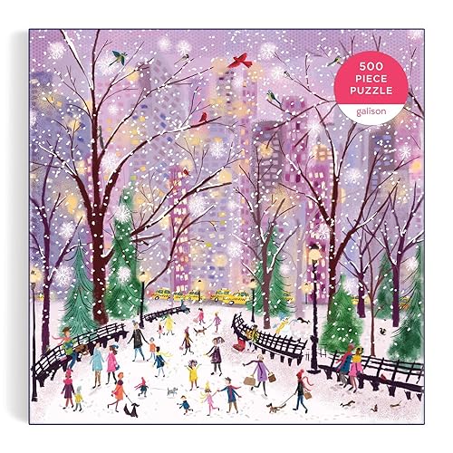 Galison Winter Lights Foil Puzzle, 500 Pieces, 20" x 20" Holiday Jigsaw Puzzle P8985