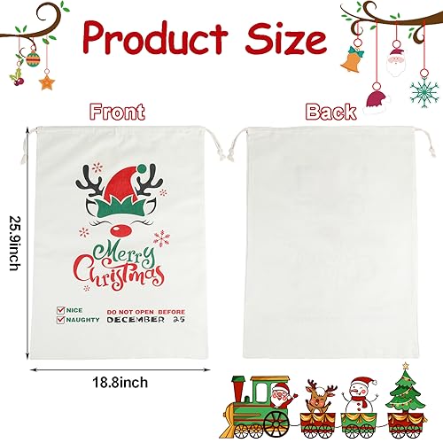 CCINEE 3Pack Christmas Santa Sacks Gift Bags with Drawstring Large Burlap M316521