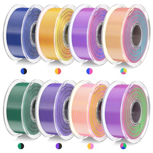 JAYO 3D Printer Filament Bundle, PLA Silk Multicolor 1.75mm, 8 Rolls 2kg G112230