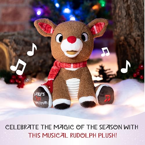 KIDS PREFERRED Santa Claus Rudolph Musical Stuffed Animal Plush, 8 Inches T218638