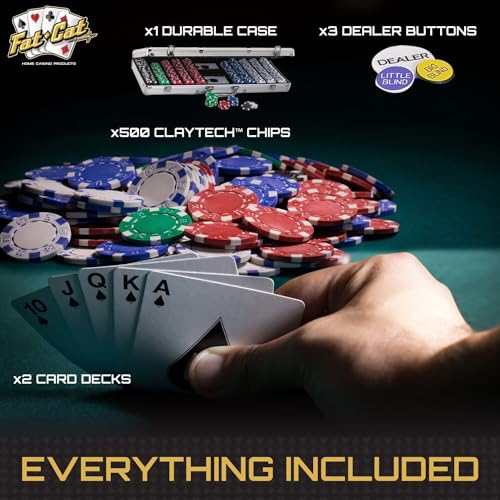 Fat Cat 11.5 Gram Claytec Poker Chip Set with Aluminum Case, 500 Chips X827