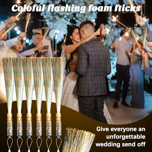 Kasyat 10 Pieces LED Fiber Optic Glow Wands for Party Favors P397