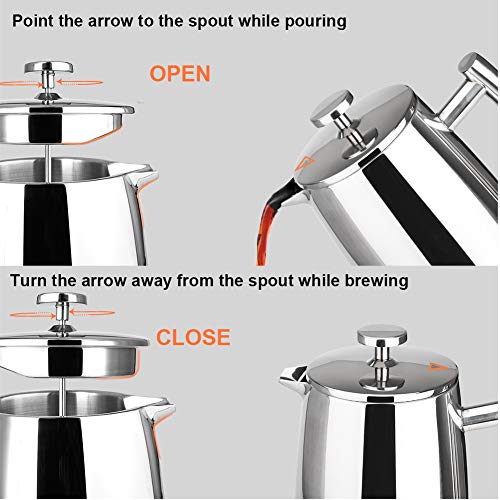 Secura French Press Coffee Maker, 50-Ounce, 304 Stainless Steel Insulated Z9306