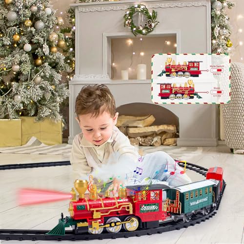 Letapapa Train Set with Steam Locomotive, Tracks, Lights & Sound for Kids A3170
