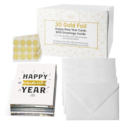 Dessie 30 Unique Christmas Cards with Envelopes and Gold Sealing Stickers B61775