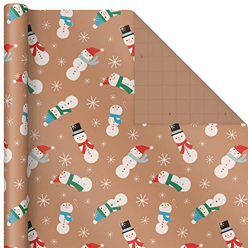 Hallmark Christmas Wrapping Paper Bundle with Cut Lines, Kraft, Red Trucks, 4 Rolls D91100