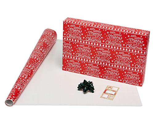 American Greetings Christmas Wrapping Paper Set, Red and Tan Brown, 120 sq ft, 4 Rolls R967653