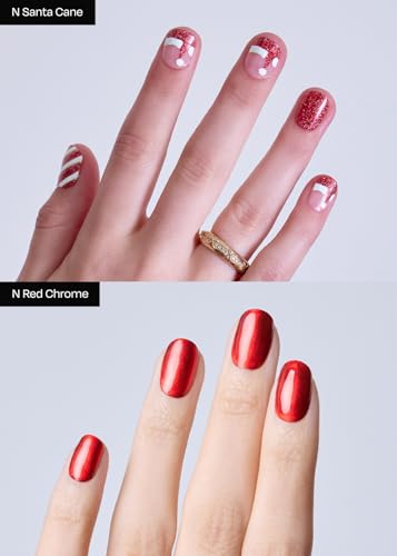 ohora Semi Cured Gel Nail Strips Red Chrome & Joy Christmas Set V6536