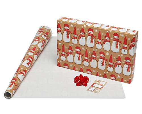 American Greetings Christmas Wrapping Paper Set, Red and Tan Brown, 120 sq ft, 4 Rolls R967653