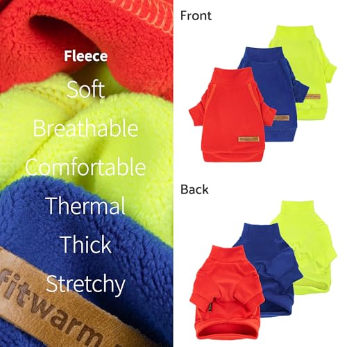 Fitwarm 3 Pack Classic Fleece Dog Sweater for Small Dogs, Medium D613