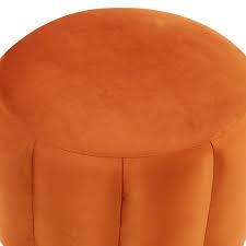 LeisureMod Franklin Round Velvet Ottoman Footrest with Gold Base M946