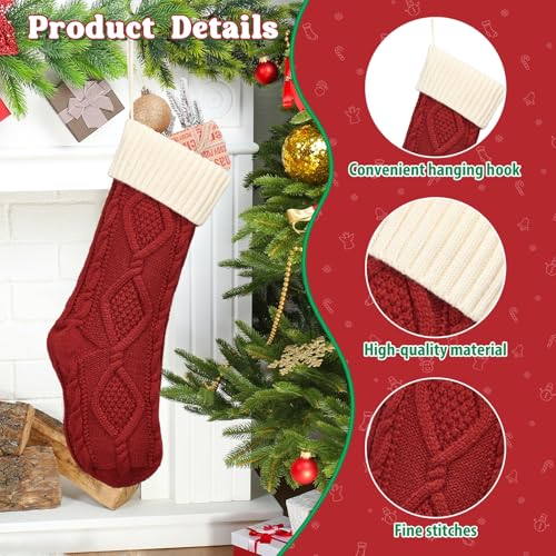 Bone Shaped Dog Christmas Stockings 3 Pack Cable Knit with Name Tag X7669