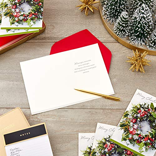 Hallmark Boxed Christmas Cards, Snowy Wreath (40 Cards and Envelopes) L647