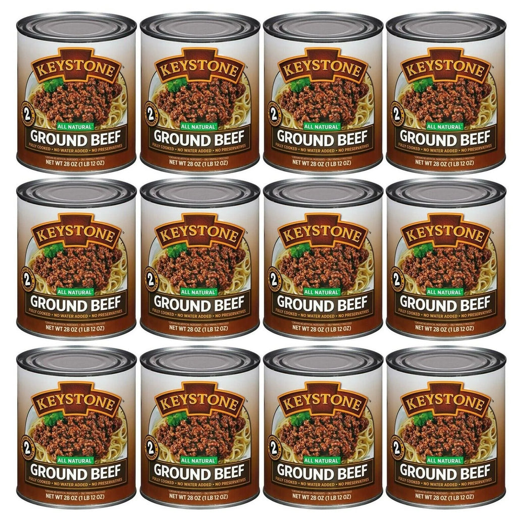 (12 Pack) Keystone Ground Beef 28 oz Can, Emergency Food for Camping Hiking and Backpacking (12 Cans)