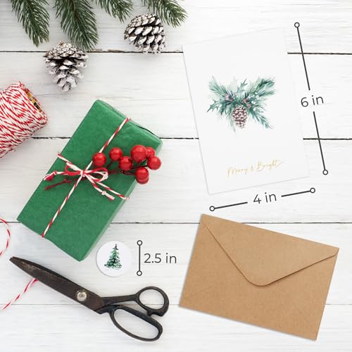 ZICOTO Christmas Cards Set of 20 with Watercolor Designs, Envelopes, Stickers and Storage Box J92706
