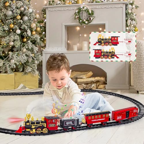 Letapapa Train Set with Steam Locomotive, Tracks, Lights & Sound for Kids A3170
