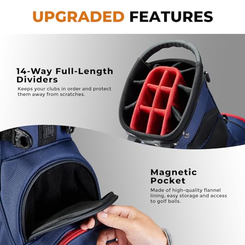 14 Way Dividers Golf Stand Bag Lightweight with Multiple Pockets E912707