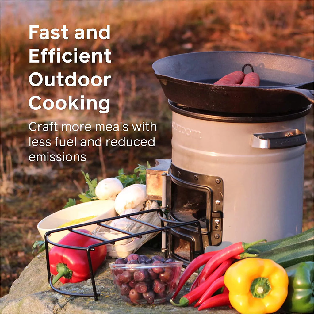 Rocket Stove Portable Camp Stove for Outdoor Cooking, Dual-Fuel Wood & Charcoal E5312