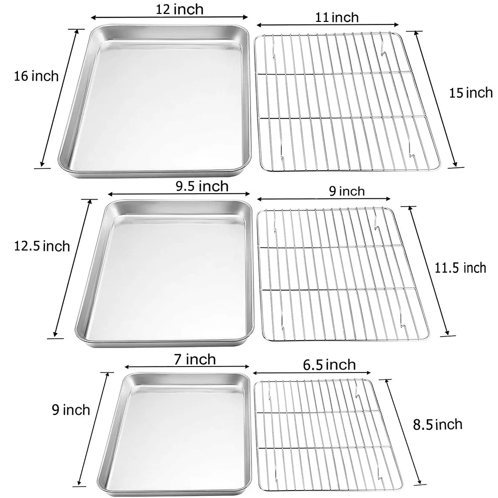 VeSteel Baking Sheet with Rack Set, Stainless Steel, 6 Pieces H75103
