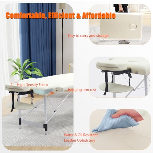 Portable Massage Table 84 Inch with Neck Stretcher, Black Aluminum O188