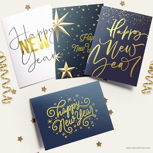Dessie 30 Unique Christmas Cards with Envelopes and Gold Sealing Stickers B61775