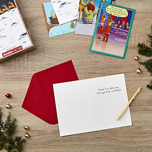 Hallmark Shoebox Funny Christmas Boxed Cards, 4 Designs, 24 Cards with Envelopes A408
