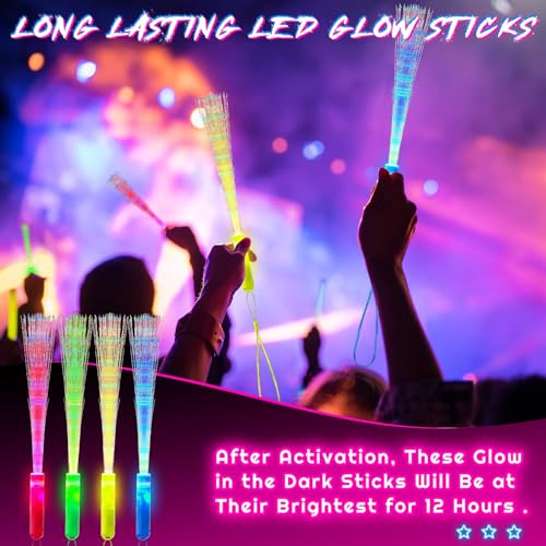 Kasyat 10 Pieces LED Fiber Optic Glow Wands for Party Favors P397