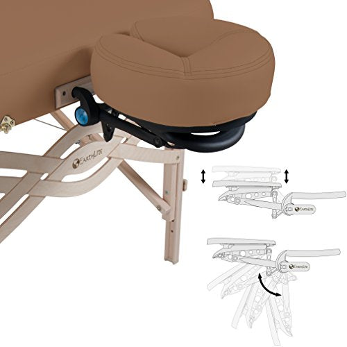 EARTHLITE Premium Portable Massage Table Package SPIRIT with Flex-Rest Face Cradle & Strata Face Pillow, Carry Case, Made in USA E382