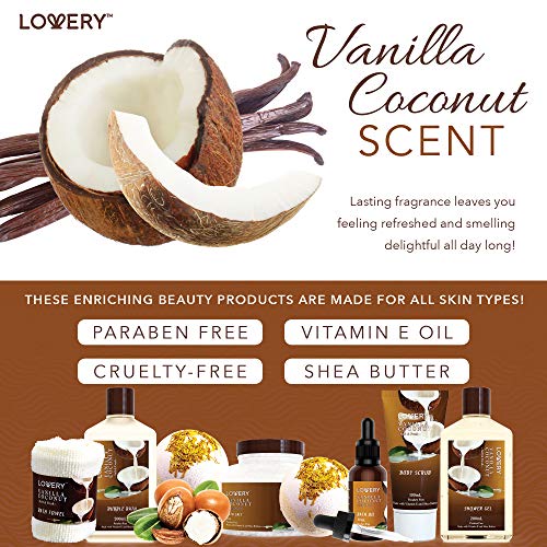 Vanilla Coconut Bath and Body Gift Basket 9 Piece Spa Set X78584