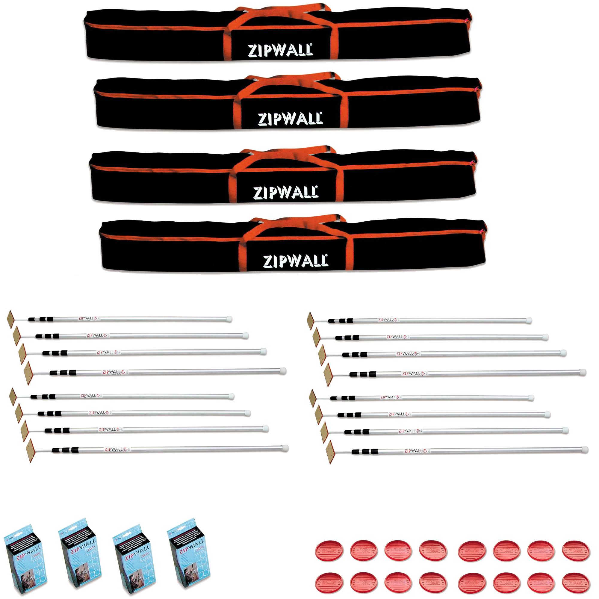 Zipwall 12 SLP4 12-Foot Spring-Loaded Poles for Dust Barriers (4-Pack) - Megean