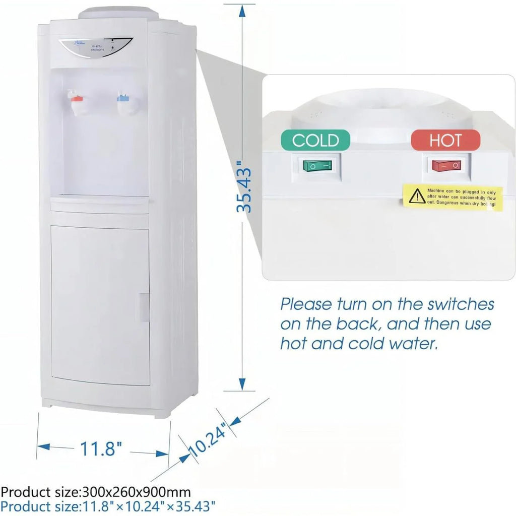 LUVCMFT Water Cooler Dispenser for 5 Gallon Bottle, Hot and Cold, White B673062